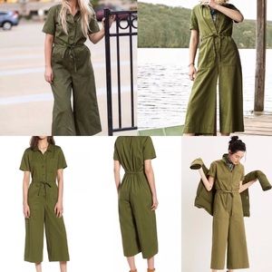 NWT Madewell wide leg utility green jumpsuit
